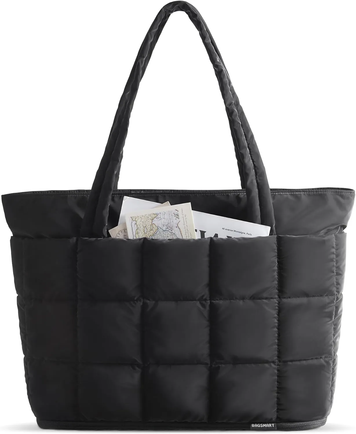 BAGSMART Expandable Tote Bag for Women, Zipper Puffer Work Tote with Water-Resistant Quilted, Nurse and Carry-On Travel Bag