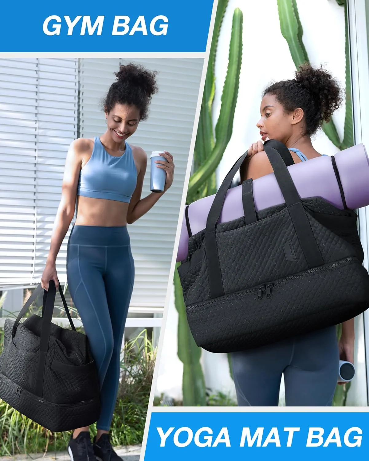 BAGSMART Large Gym Bag with Yoga Mat Buckle, Weekender Overnight Bag for Women, Travel Duffle Bag for Travel Essentials, Carry On Tote Bag Hospital Bag for Labor and Delivery