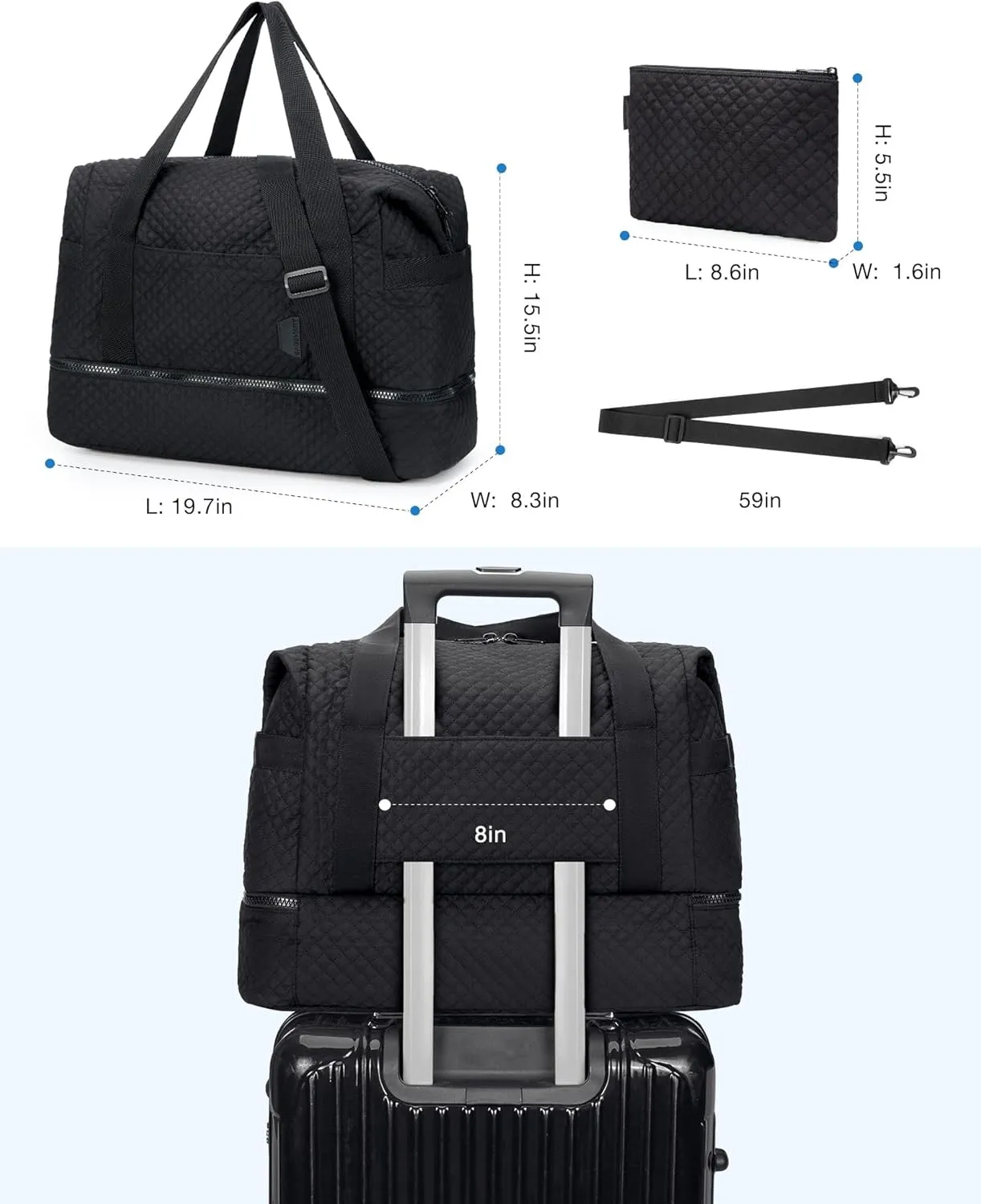 BAGSMART Large Gym Bag with Yoga Mat Buckle, Weekender Overnight Bag for Women, Travel Duffle Bag for Travel Essentials, Carry On Tote Bag Hospital Bag for Labor and Delivery