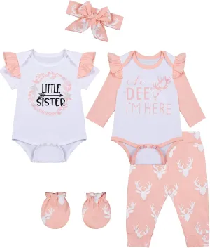 bakjuno Baby Girl Outfit Daddy's Little Girl Clothing Newbron Deer Pant Set