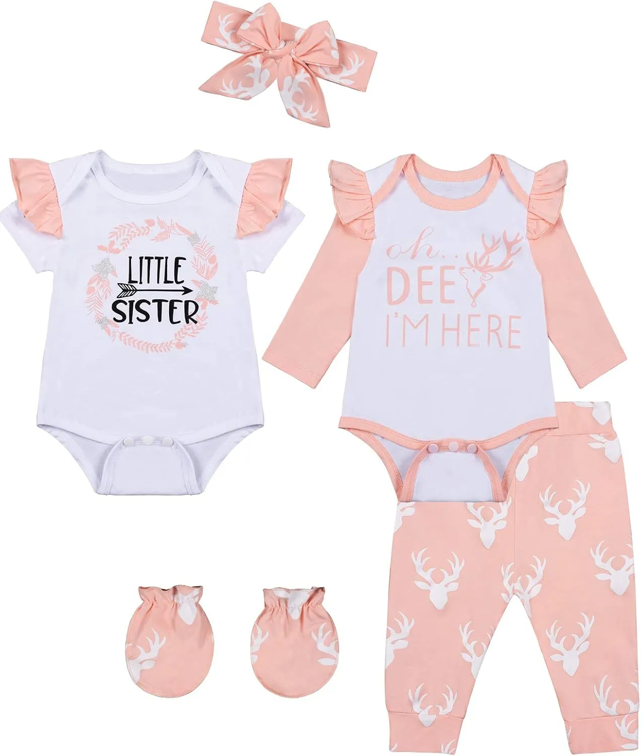 bakjuno Baby Girl Outfit Daddy's Little Girl Clothing Newbron Deer Pant Set