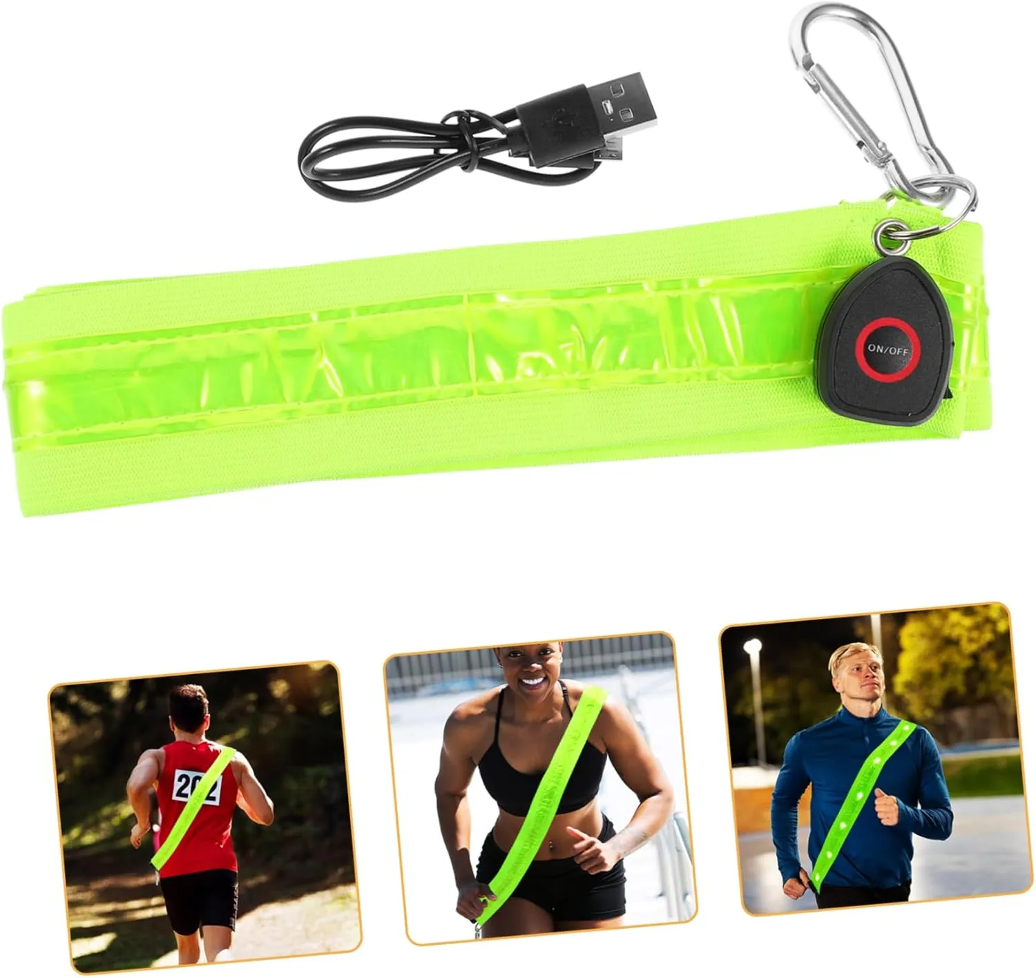 balacoo Luminous Cross Shoulder Straps Reflective Running Gear Glowing LED Shoulder Belt Running Belt with Light
