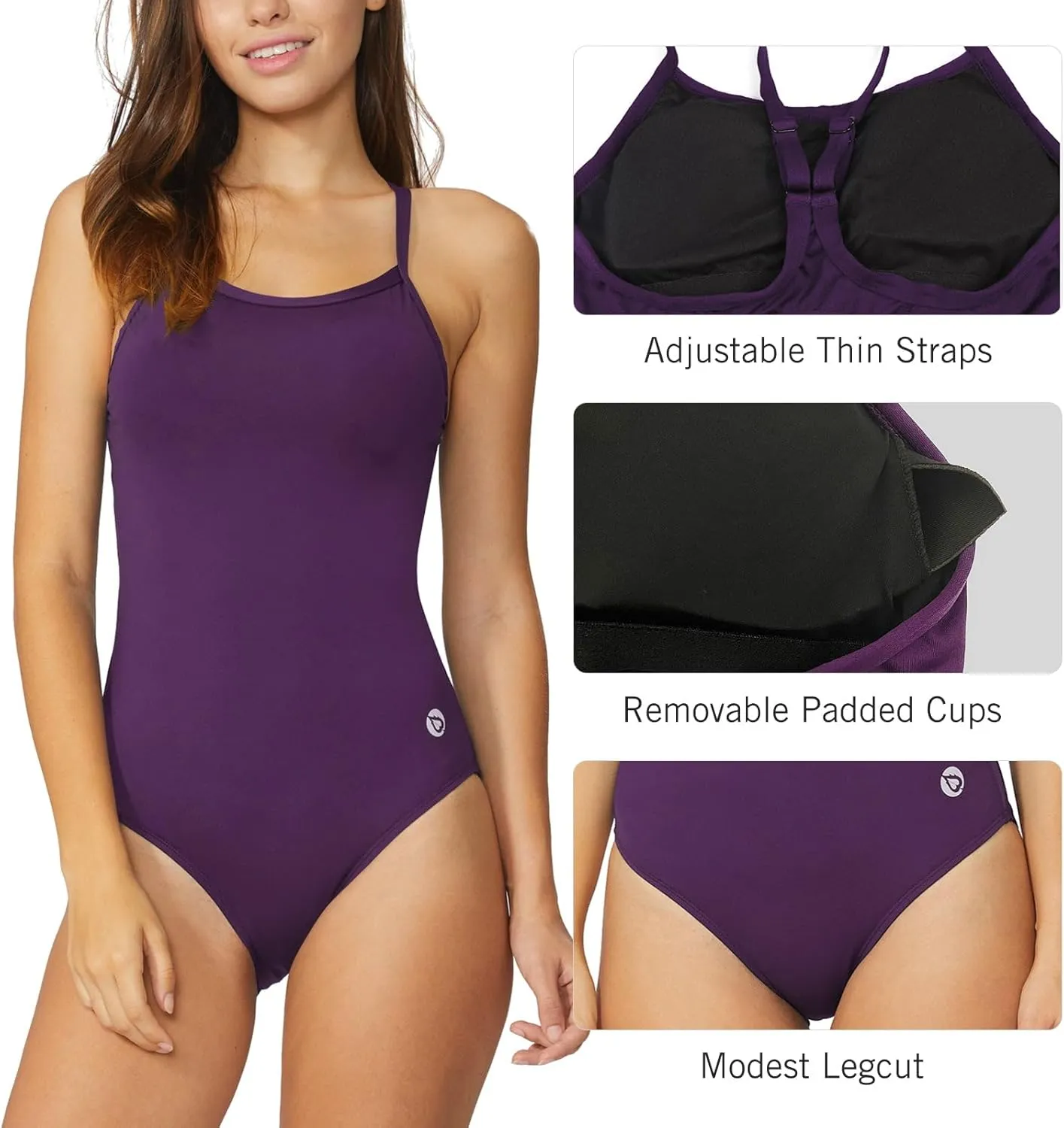 baleaf Women's Athletic Training Adjustable Strap One Piece Swimsuit