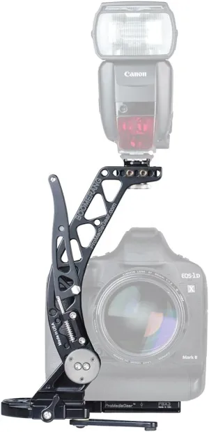 BBGV2 ProMediaGear Boomerang Professional Flash Bracket - Quick Flip for Cameras with Grip / Battery Arca-Type Base Plate