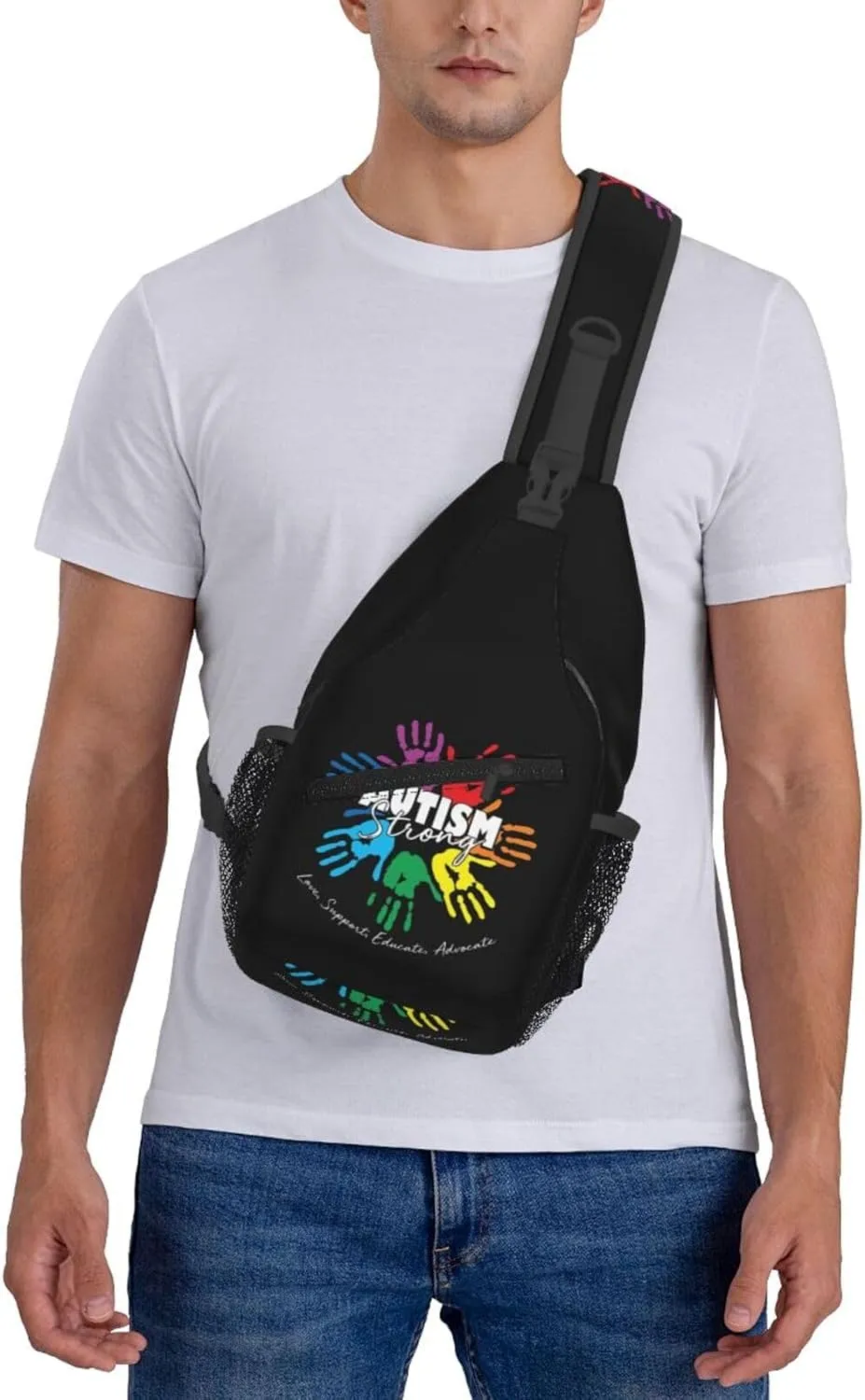 Be Anything Be Kind Autism Awareness Crossbody Bag Adjustable Sling Bag Casual Chest Bags Travel Shoulder Backpack