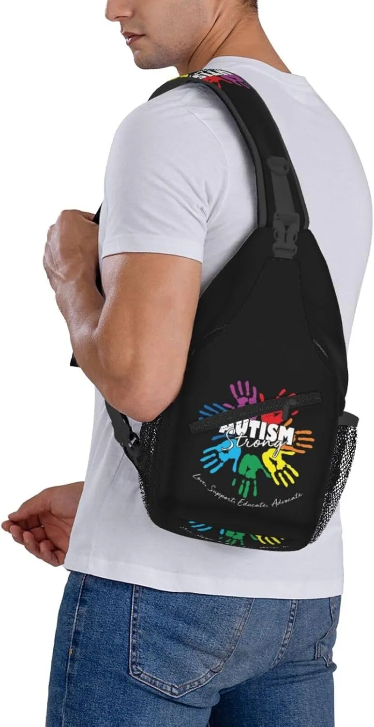 Be Anything Be Kind Autism Awareness Crossbody Bag Adjustable Sling Bag Casual Chest Bags Travel Shoulder Backpack