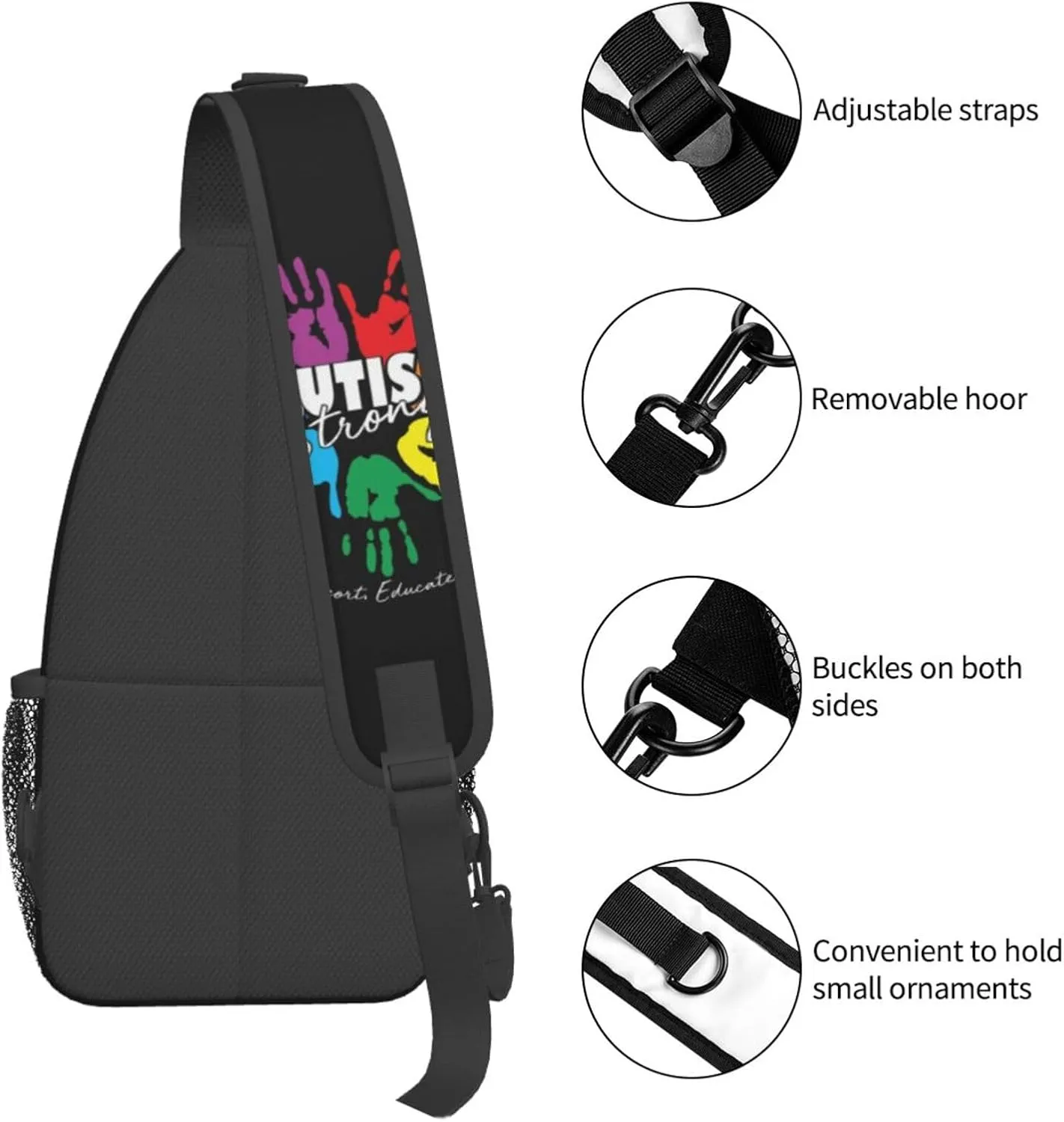 Be Anything Be Kind Autism Awareness Crossbody Bag Adjustable Sling Bag Casual Chest Bags Travel Shoulder Backpack