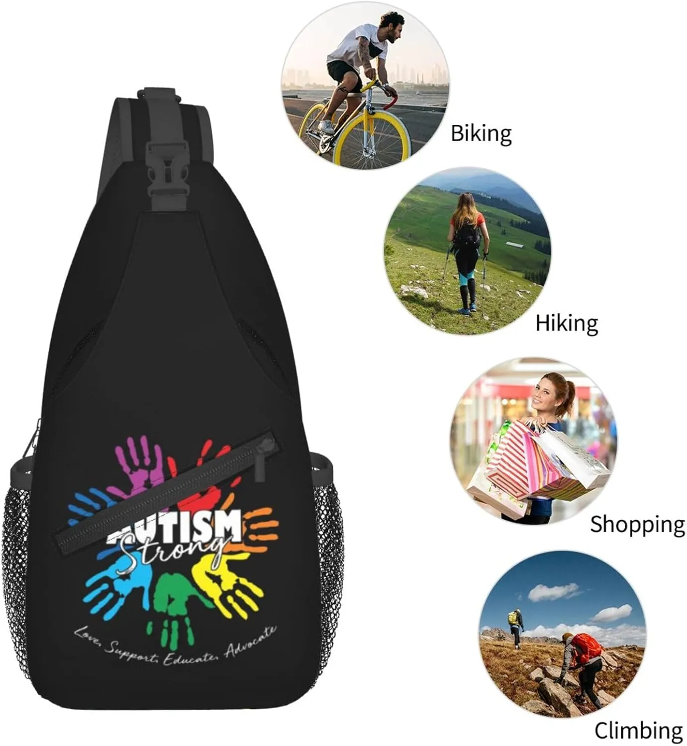 Be Anything Be Kind Autism Awareness Crossbody Bag Adjustable Sling Bag Casual Chest Bags Travel Shoulder Backpack