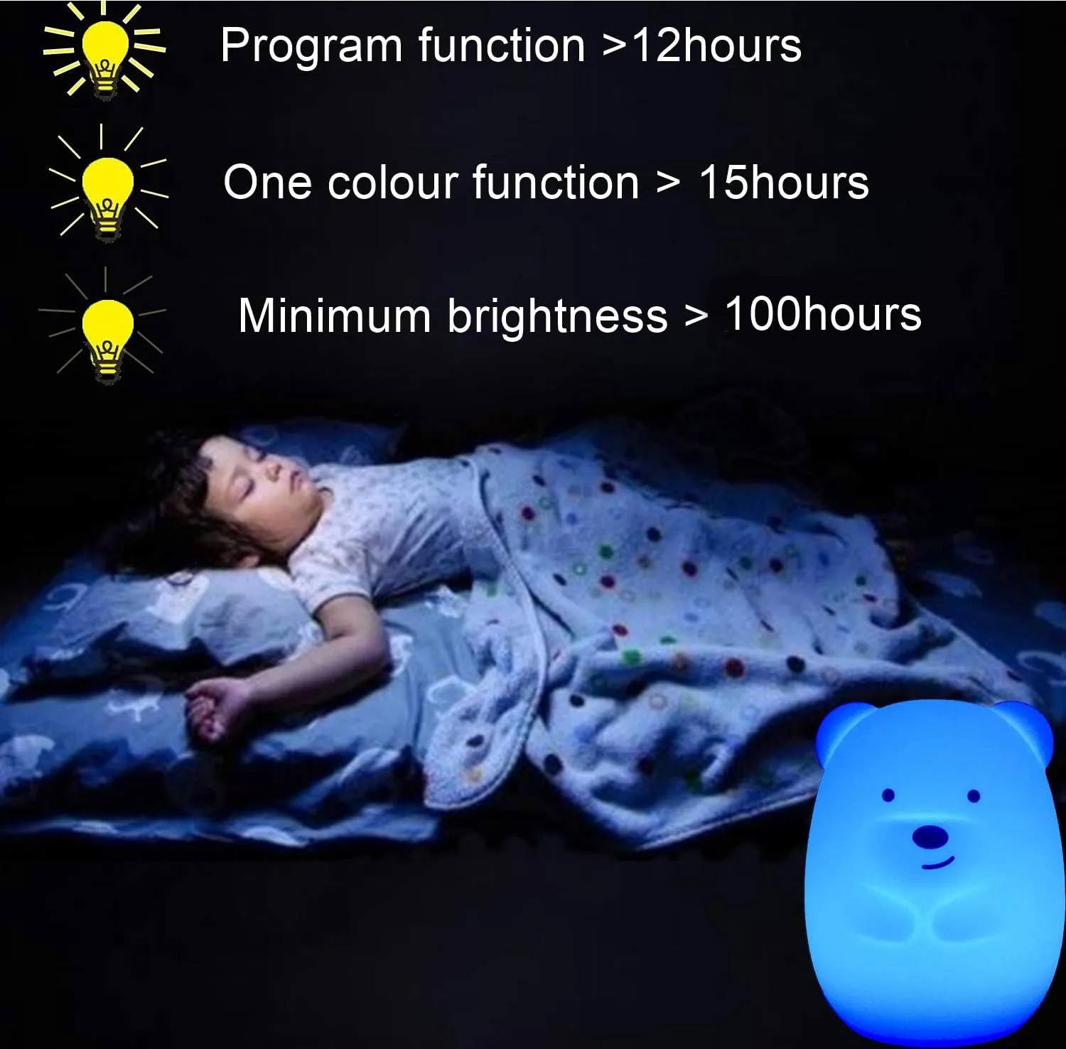 Bear Night Lights for Kids, Bedside lamp for Children, Baby Nursery Light - Break Resistant/Eye Caring/Adjustable Brightness Color/Time Setting/Gifts for Kids Babies Boys Girls - Medium