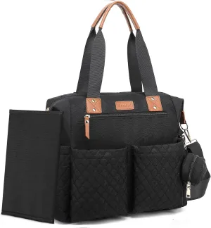 Beaulyn Diaper Bag Tote,Large Diaper Bag with Pacifier Case & Changing Pad,Waterproof Baby Bags with Shoulder Straps & Stroller Straps for Mom Dad