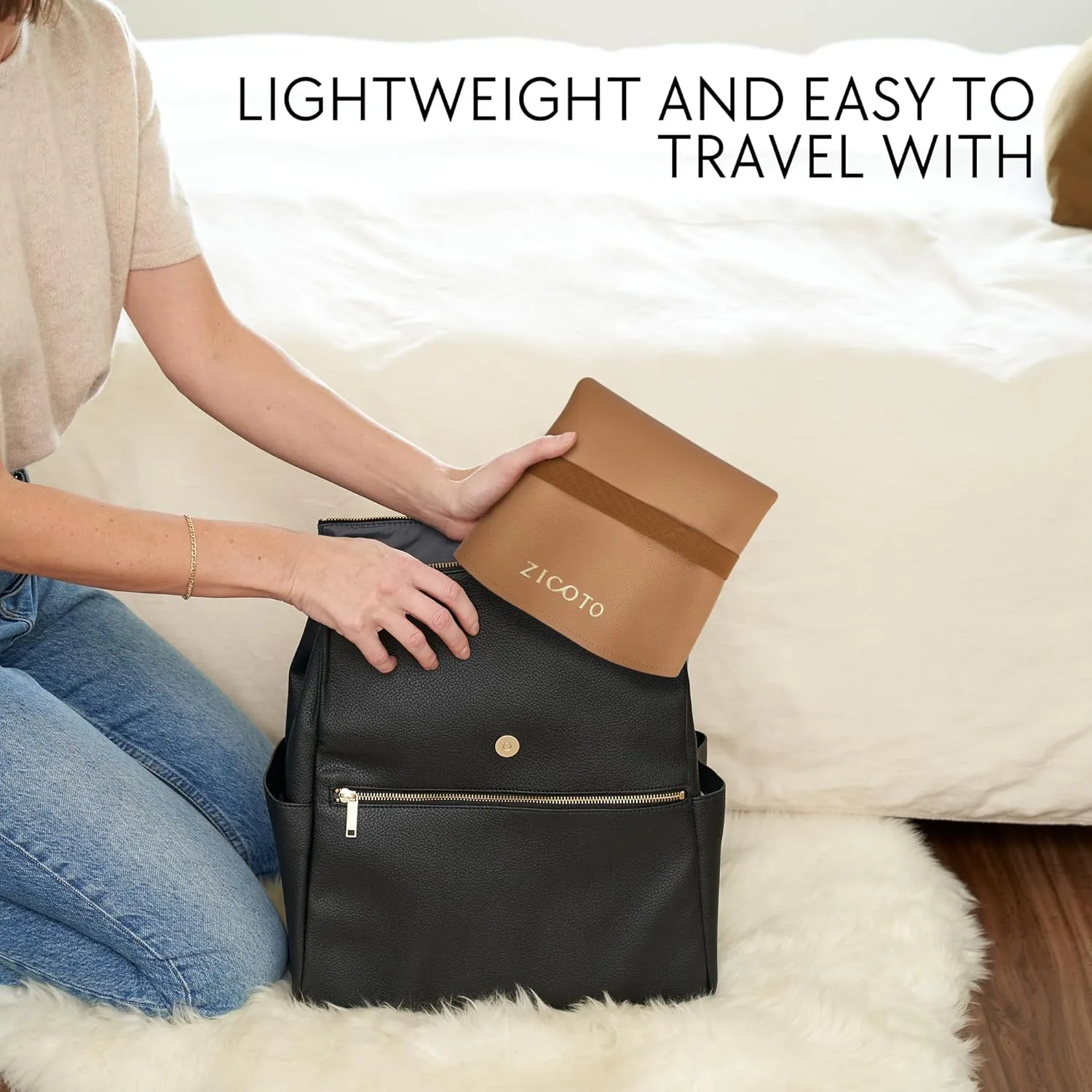 Beautiful Baby Diaper Changing Mat Made of Vegan Leather - Soft and Easy to Wipe Changing Pad for Travel or at Home Use - Lightweight and Foldable Mat That Perfectly Fits Into Any Diaper Bag