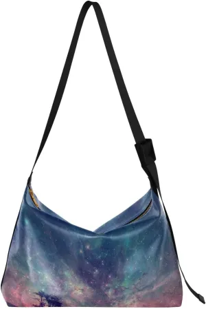 Beautiful Galaxy Womens Shoulder Bag Hobo Crossbody Leather Casual Tote Bag for Women Large Red Alien Landscape Handbag Shopping Bag