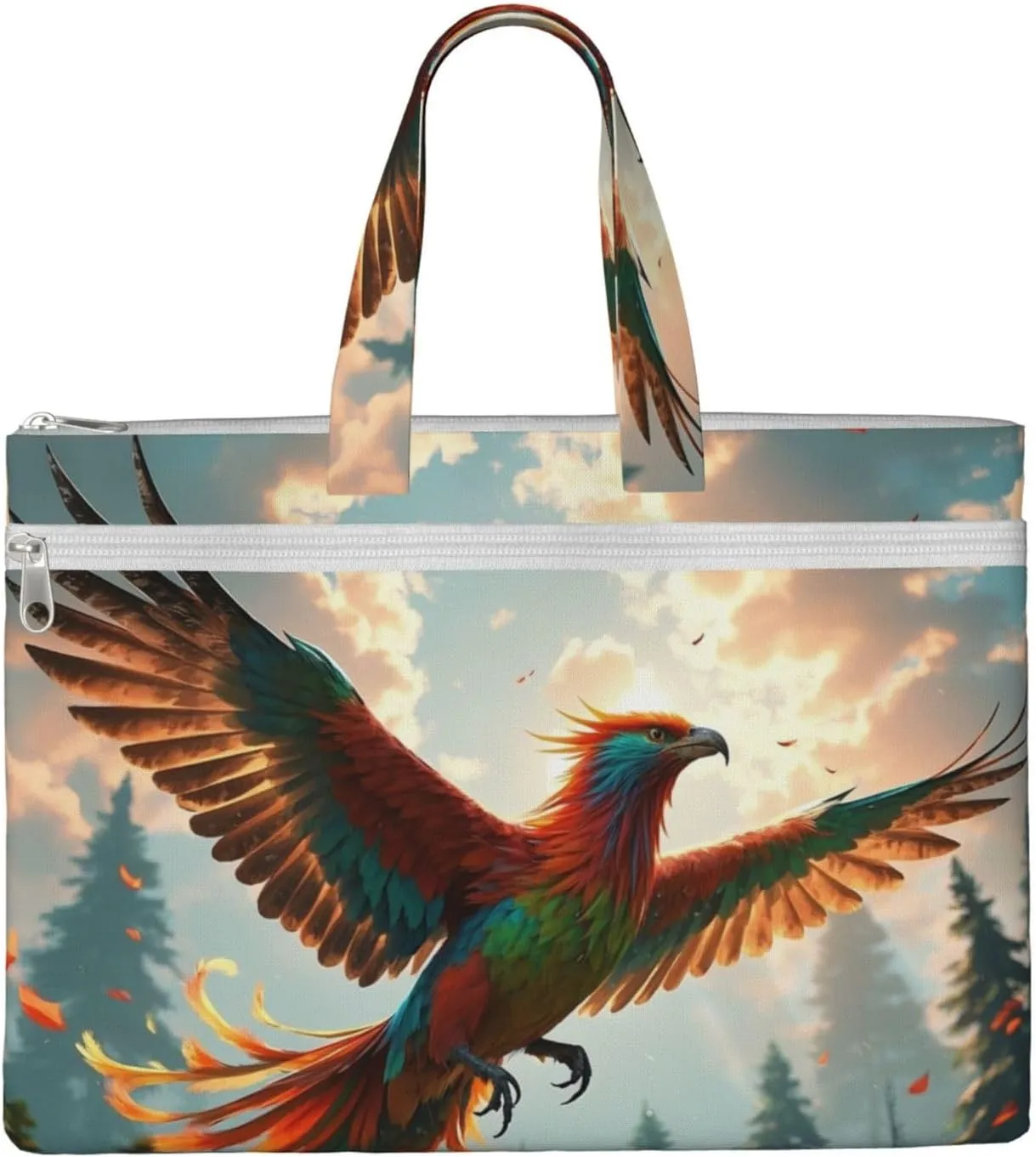 Beautiful phoenix Print Men's and Women's Canvas Portable File Bags,Laptop Briefcase,Business Travel Office Bags