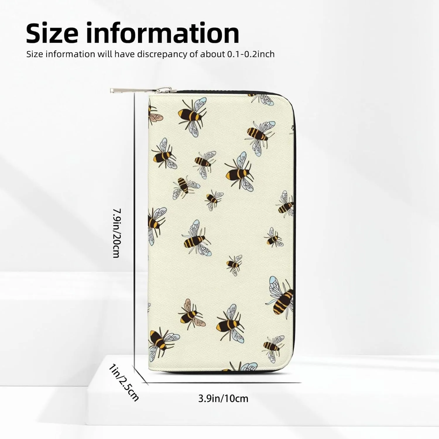 Bees Pattern Wallet for Men Women Elegant Long Clutch Zip Around Travel Leather Coin Purse Large Capacity Credit Card Holder Handbag