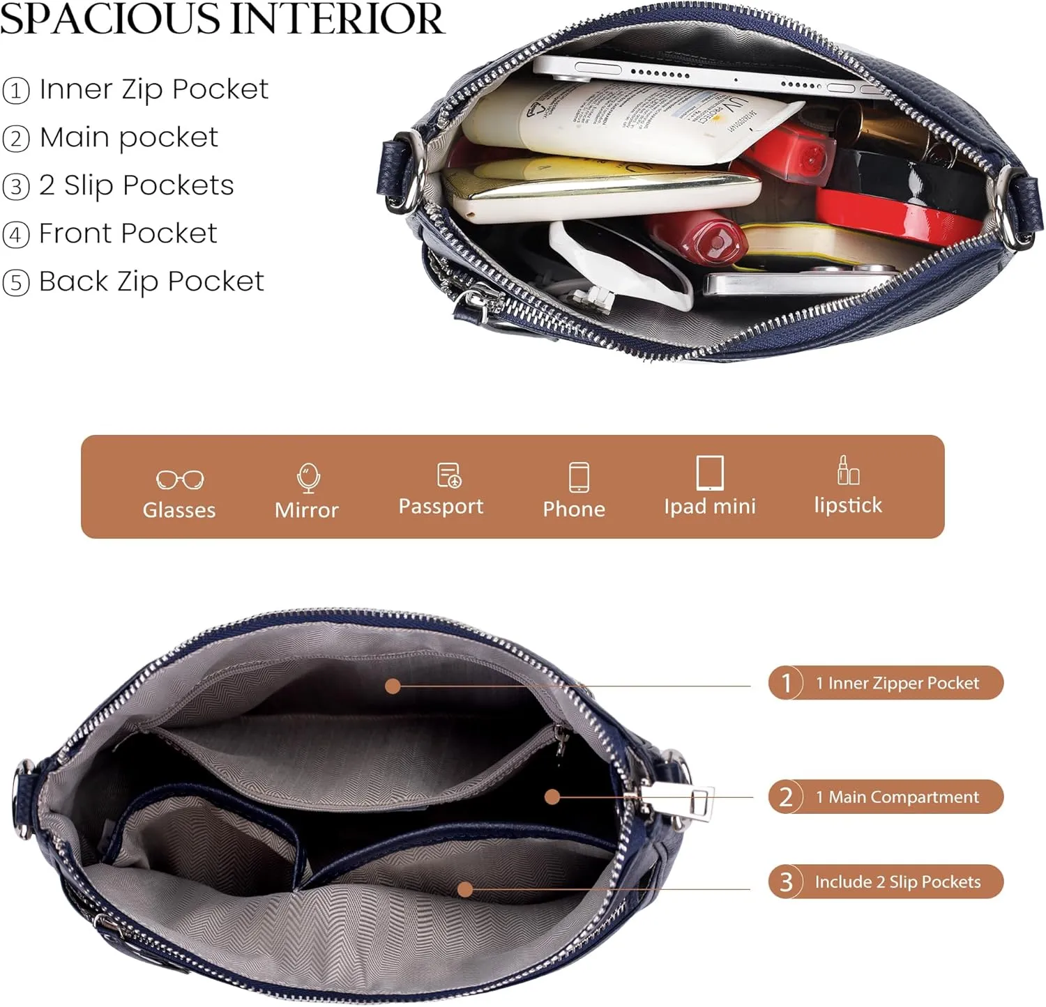 befen Genuine Leather Crossbody Bags for Women Travel Hobo Bags for Women with Adjustable Shoulder Guitar Strap