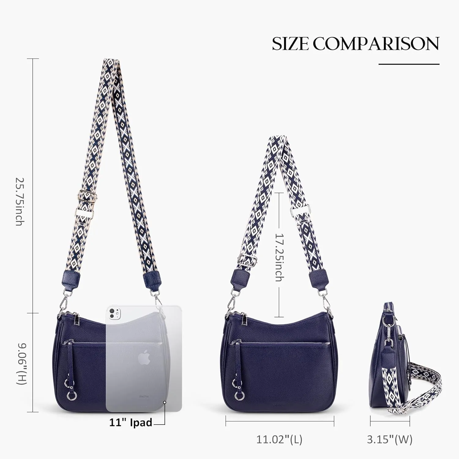 befen Genuine Leather Crossbody Bags for Women Travel Hobo Bags for Women with Adjustable Shoulder Guitar Strap