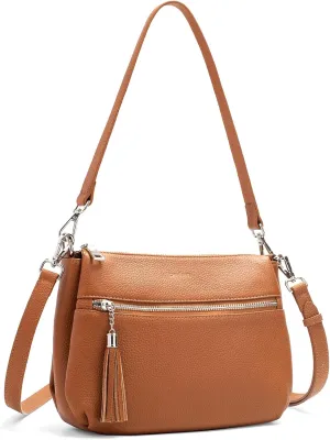 befen Genuine Leather Crossbody Hobo Purses for Women, Ladies Shoulder Bags Handbags with 2 Shoulder Straps