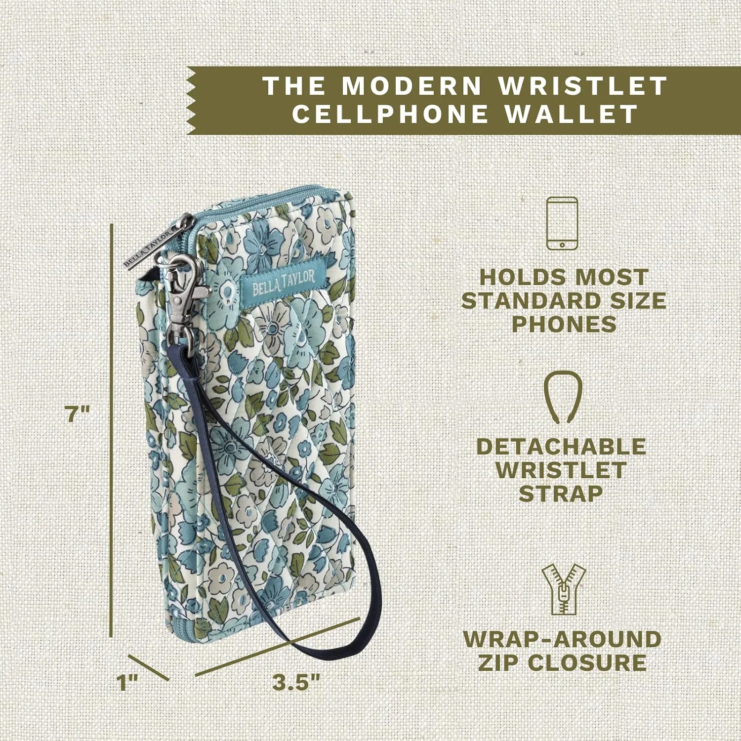 Bella Taylor Cell Phone Wristlet Wallet for Women with Smartphone Pocket and RFID Protection