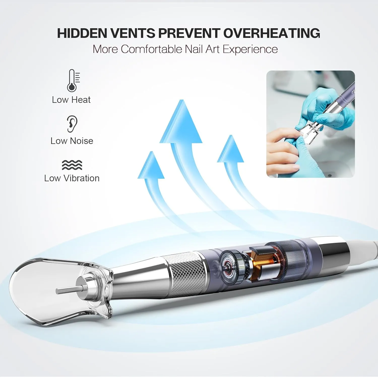 Belle Pro Cordless Nail Drill - 35000RPM Brushless Rechargeable Electric Nail File, 6 Diamond Bits & Sanding Bands for Acrylic Gel Nails, Salon Portable E-File Kit for Manicure Pedicure (Purple)