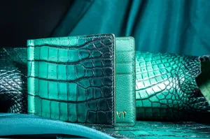 Bespoke Money Clip in Ombre Green Crocodile Leather