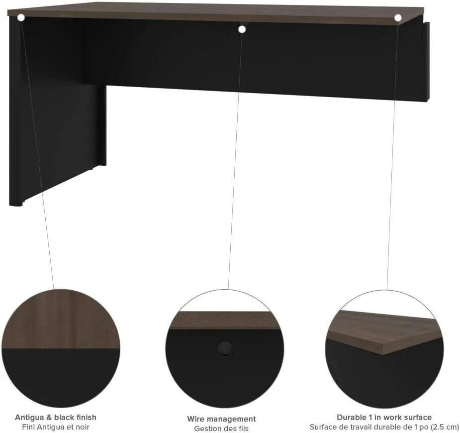 Bestar Connexion L-Shaped Desk with Hutch and Lateral File Cabinet, 72W, Antigua & Black