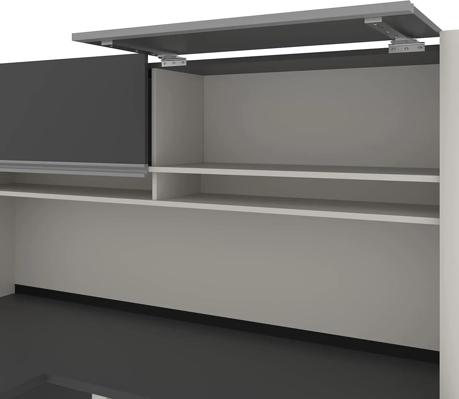 BESTAR Connexion L-Shaped Desk with Hutch and Lateral File Cabinet, 72W, Slate/Sandstone