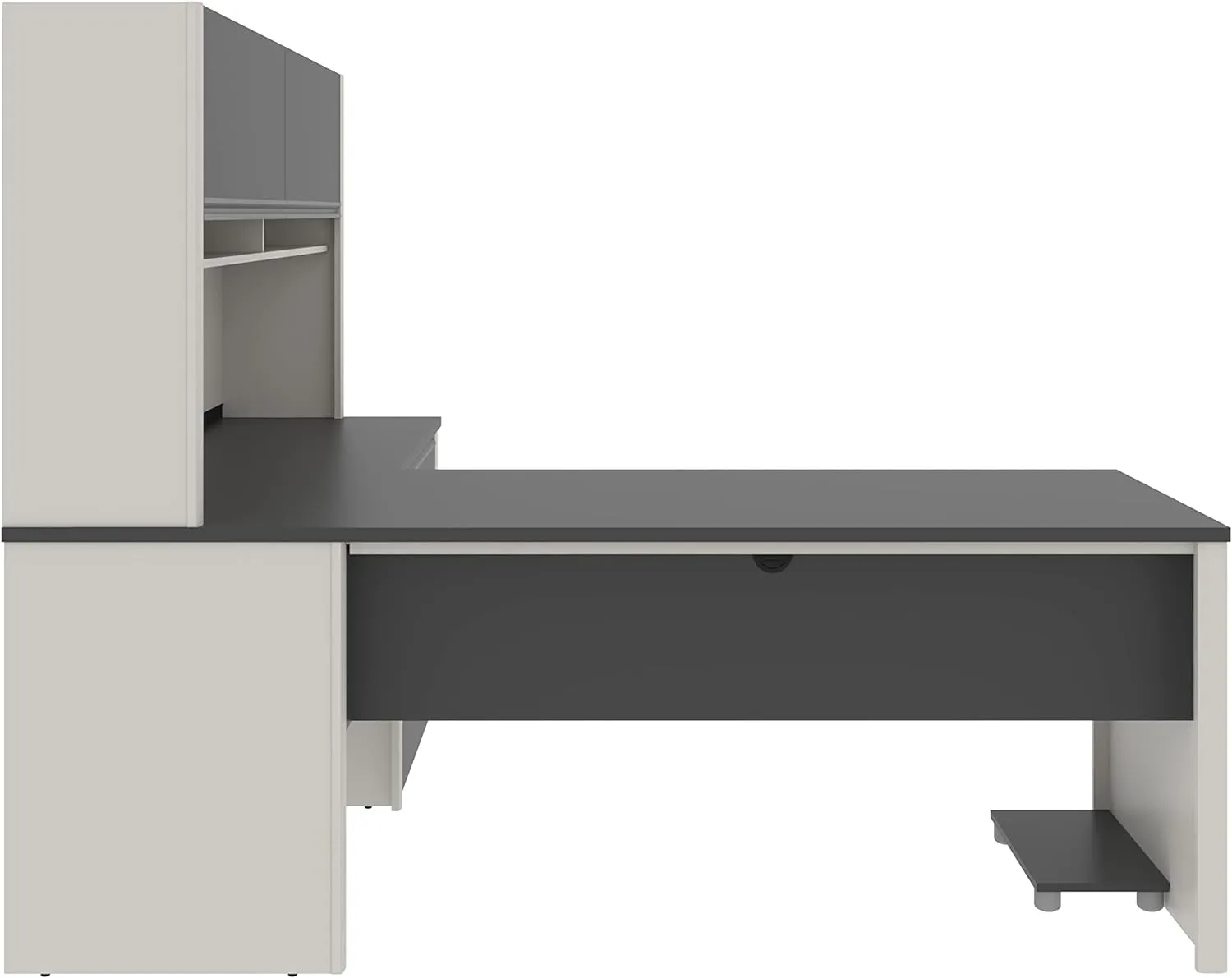 BESTAR Connexion L-Shaped Desk with Hutch and Lateral File Cabinet, 72W, Slate/Sandstone