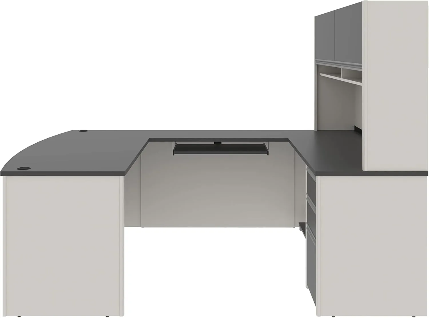 Bestar Connexion U-Shaped Workstation with Three Drawers, 72W, Slate/Sandstone