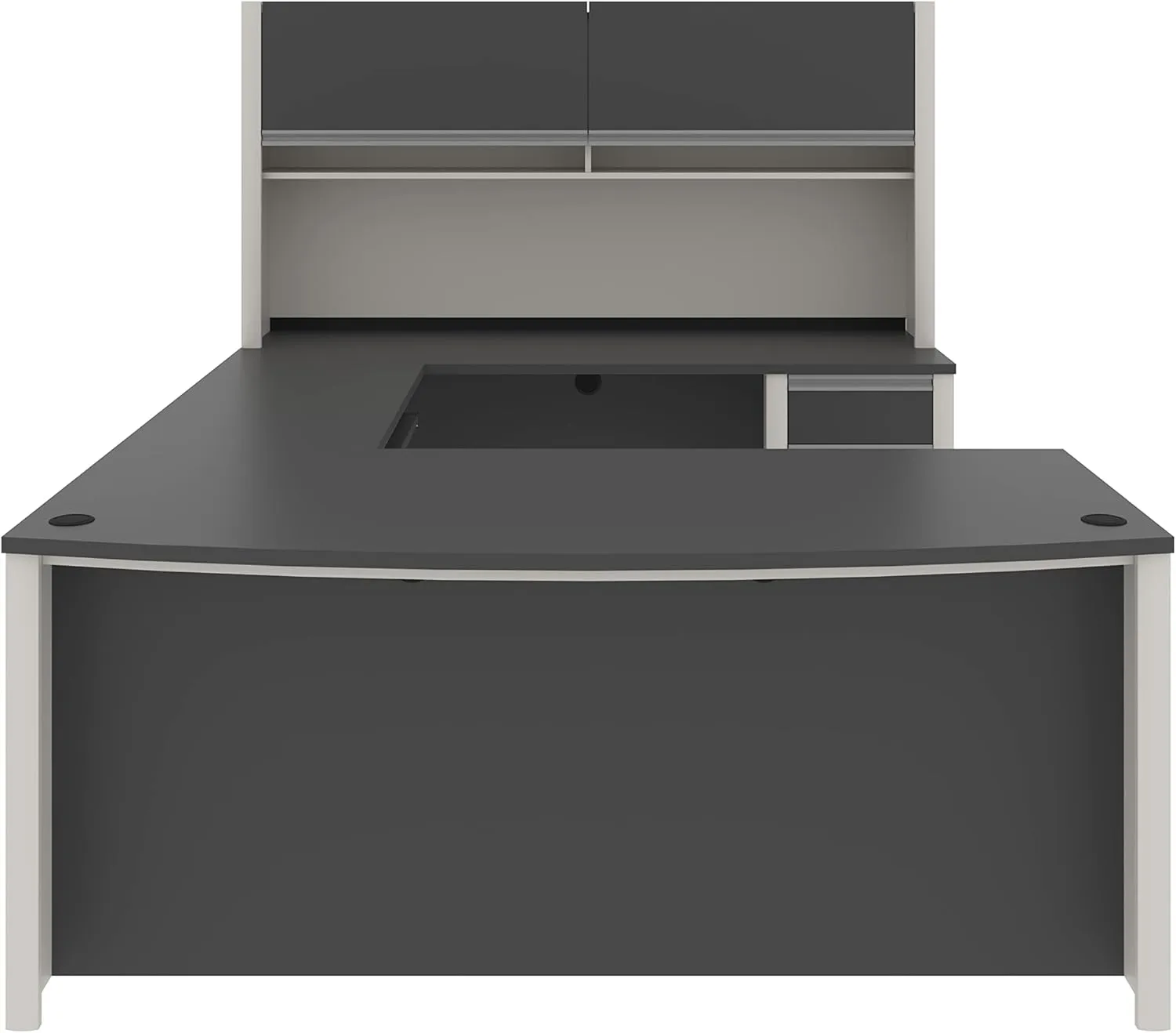 Bestar Connexion U-Shaped Workstation with Three Drawers, 72W, Slate/Sandstone