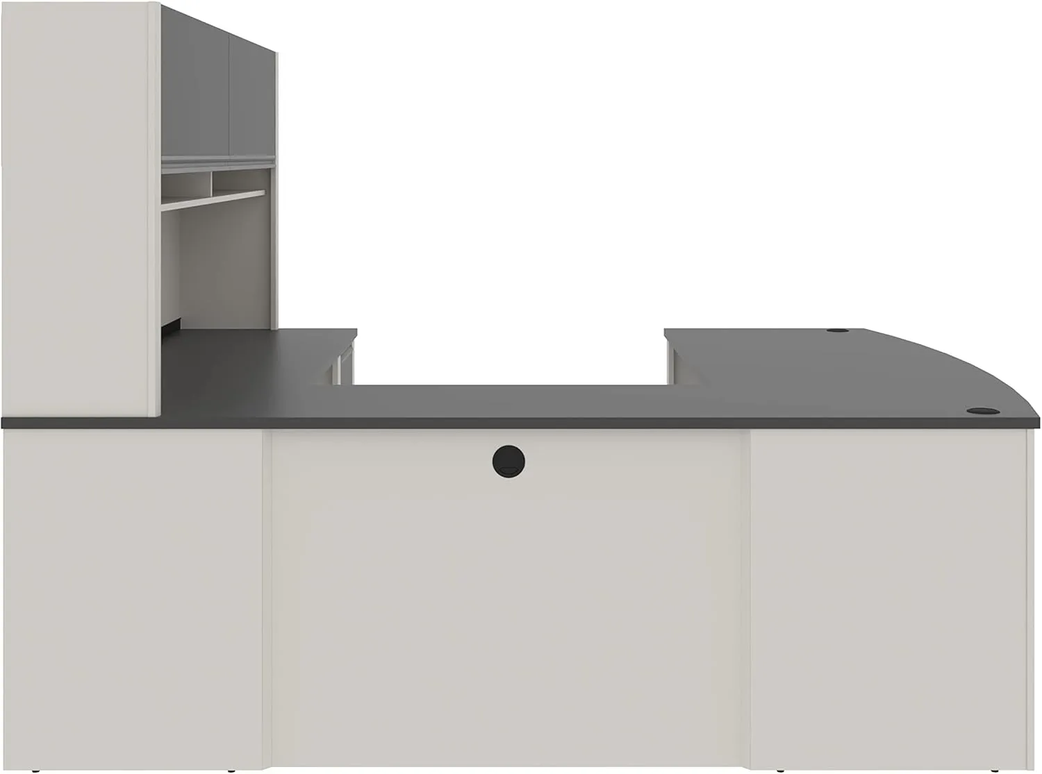 Bestar Connexion U-Shaped Workstation with Three Drawers, 72W, Slate/Sandstone