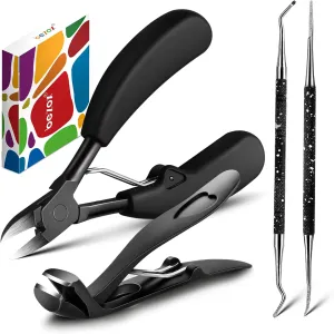 BEZOX Toenail Clippers Kit for Seniors – The Ultimate Solution for Thick & Ingrown Toenails with Curved Head Toe Nails Clippers, Long Handle Toenails Clippers Thick Nails, Nail File & Toenail Lifter