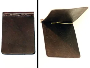 Bi-Fold LEATHER MONEY CLIP - DARK BROWN Minimalist Wallet - Amish Handmade