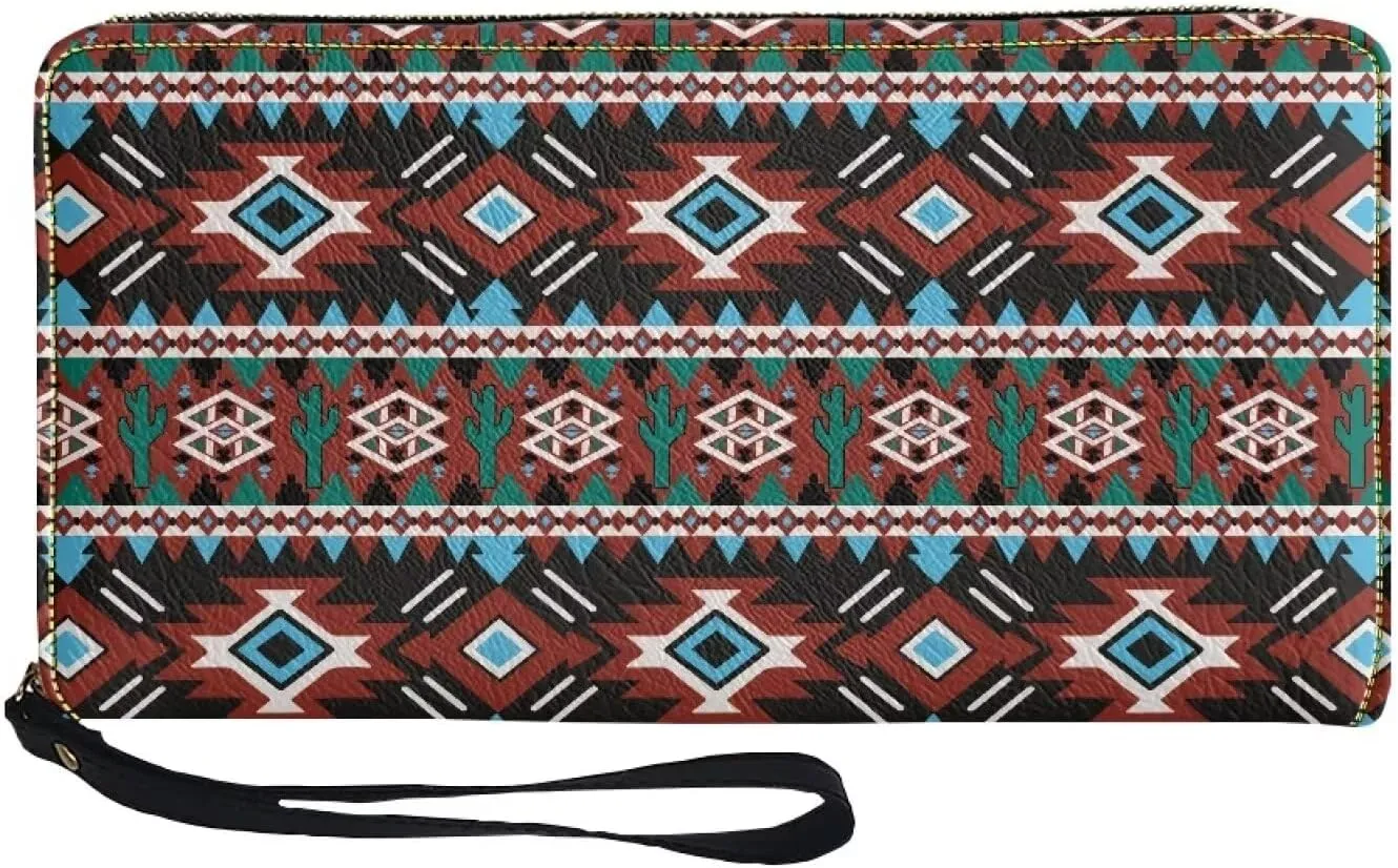 Binienty Womens Zipper Wallet, PU Leather Wristlet Purse, Zip Around Card Holder Organizer Clutch Handbag
