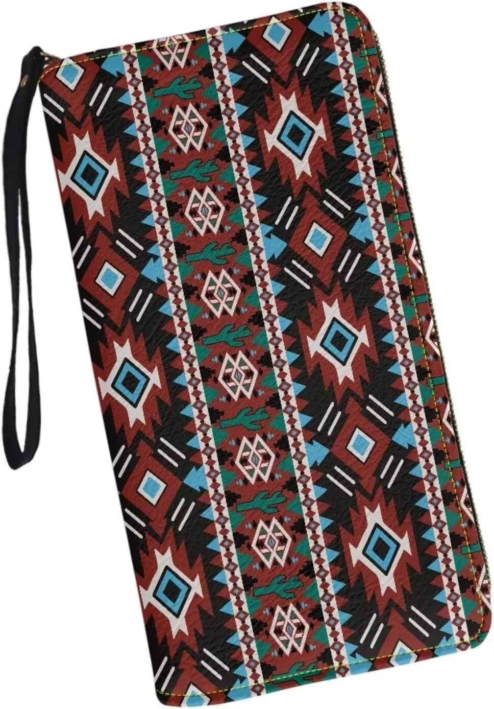 Binienty Womens Zipper Wallet, PU Leather Wristlet Purse, Zip Around Card Holder Organizer Clutch Handbag