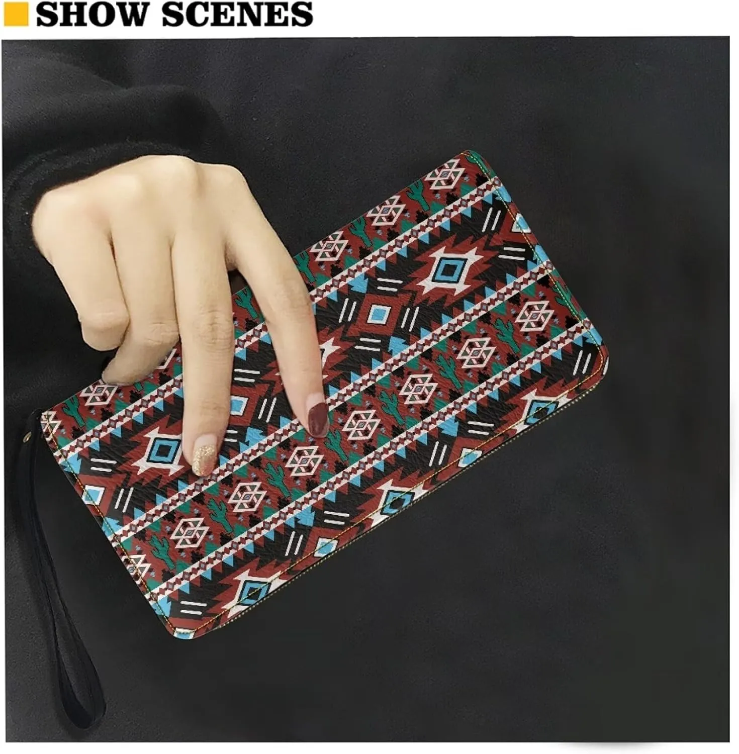 Binienty Womens Zipper Wallet, PU Leather Wristlet Purse, Zip Around Card Holder Organizer Clutch Handbag