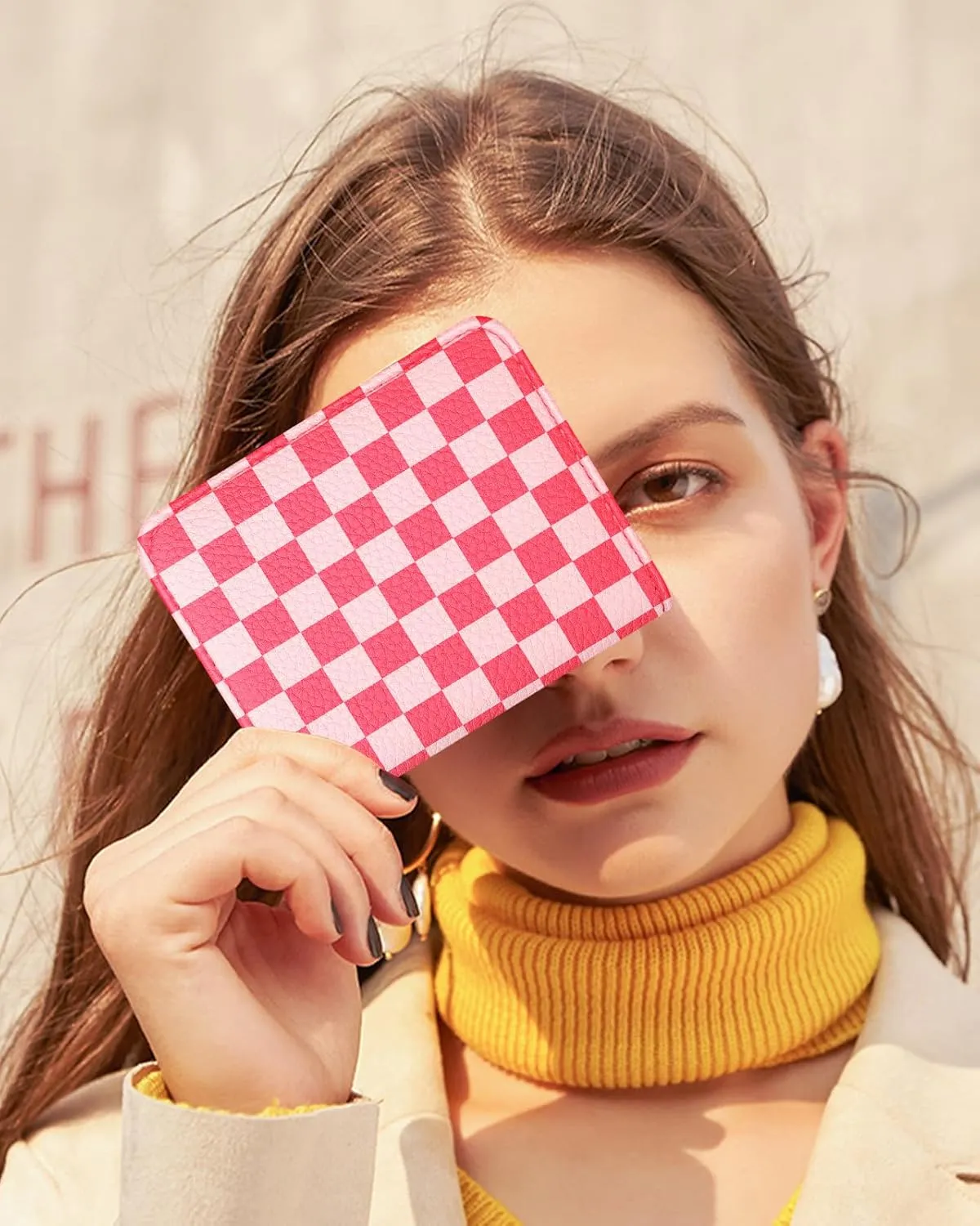 Bistup Credit Card Holder Wallet for Women - Cute Leather Ladies Teen Girls Female Cardholder Wallets Accordion Purse Small Medium Aesthetic Print Plaid Unique Modern Rfid Zipper Around