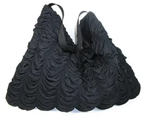 Black Hobo Bag Black Shoulder Bag Black Nylon Travel Bag Ruffled Hobo Bag Workout Bag Glam Gym Bag Beach Bag Evening Bag Handmade Hobo Bags