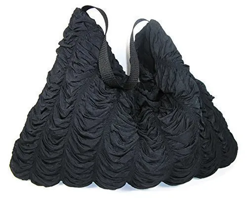Black Hobo Bag Black Shoulder Bag Black Nylon Travel Bag Ruffled Hobo Bag Workout Bag Glam Gym Bag Beach Bag Evening Bag Handmade Hobo Bags