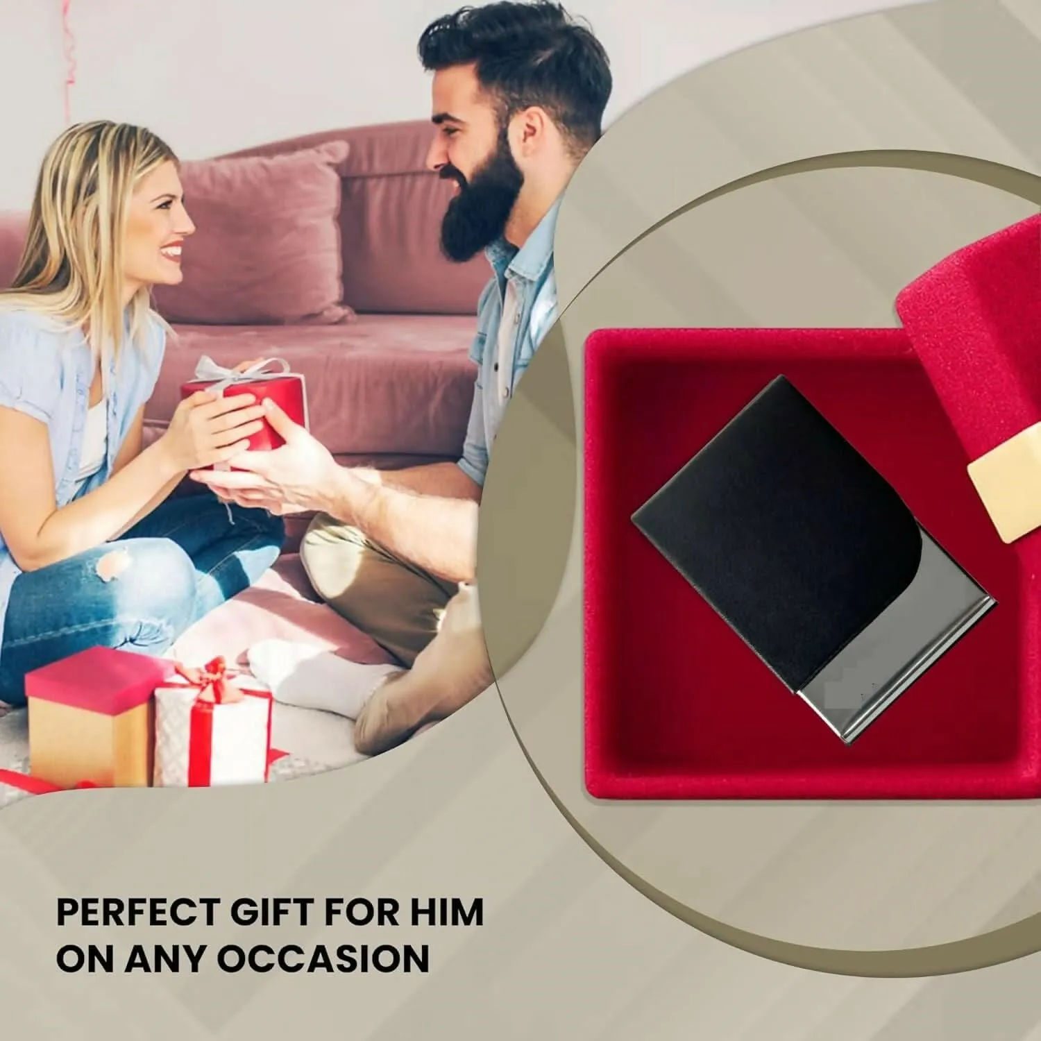 Black ROCK Card Holder Stainless Steel Unisex RFID Blocking Size 9.5X 6.5 x 1.2 cm Corporate Gift for Employees 15-20 Business Card