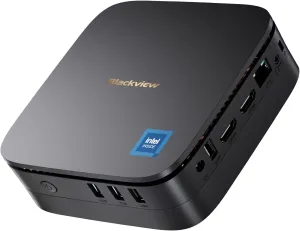 Blackview MP60 Mini PC, Intel N150 (Turbo 3.6GHz), 16GB DDR4 512GB SSD, Mirco Desktop Computer 4K Dual HDMI/USB3.2/WiFi5/BT4.2/RJ45 Ethernet, with Vesa Mount for Office, Business, Home