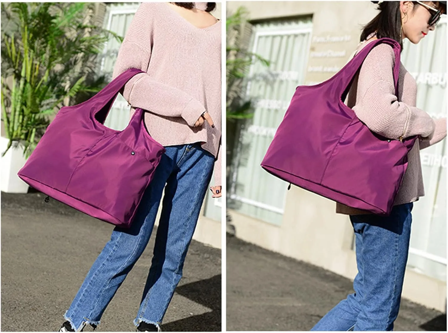 Blifulady Shoulder Bag for Women, Waterproof Shopping Work Handbag Purses Large Tote Bag Multi-function Nylon Travel Shoulder