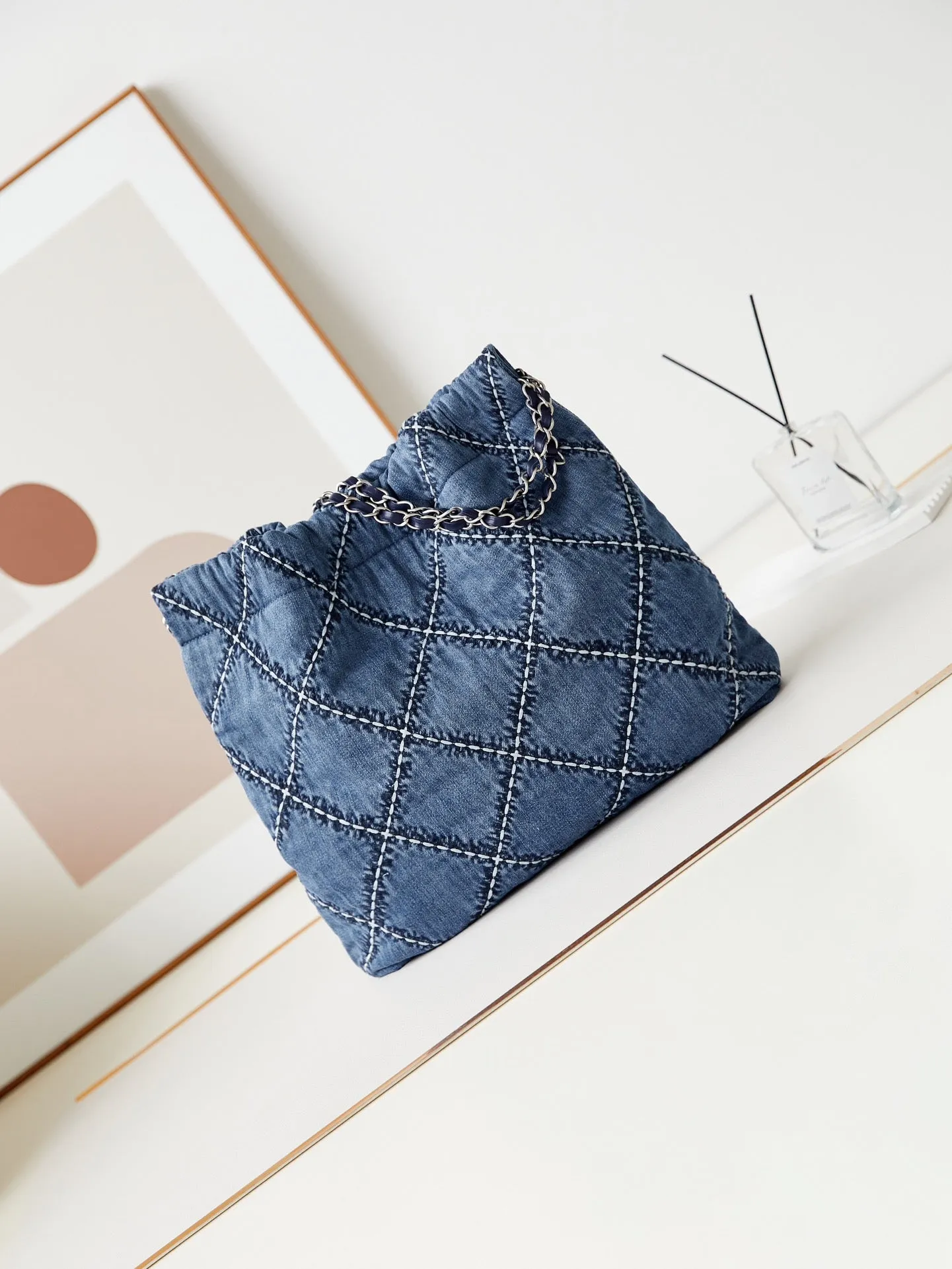 blue hobo hardware denim silver Professional-grade 22 stitched Beautiful CHANEL