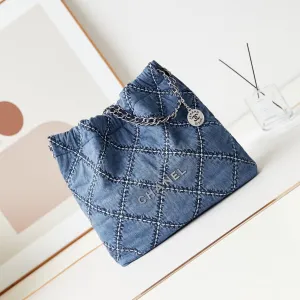 blue hobo hardware denim silver Professional-grade 22 stitched Beautiful CHANEL
