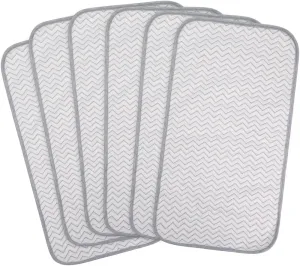 BlueSnail Ultra Soft and Anti-Slip Quilted Waterproof Changing Pad Liner 6pk (Gray Gray)