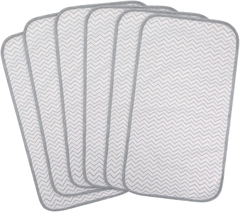 BlueSnail Ultra Soft and Anti-Slip Quilted Waterproof Changing Pad Liner 6pk (Gray Gray)