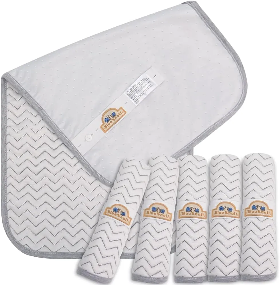BlueSnail Ultra Soft and Anti-Slip Quilted Waterproof Changing Pad Liner 6pk (Gray Gray)