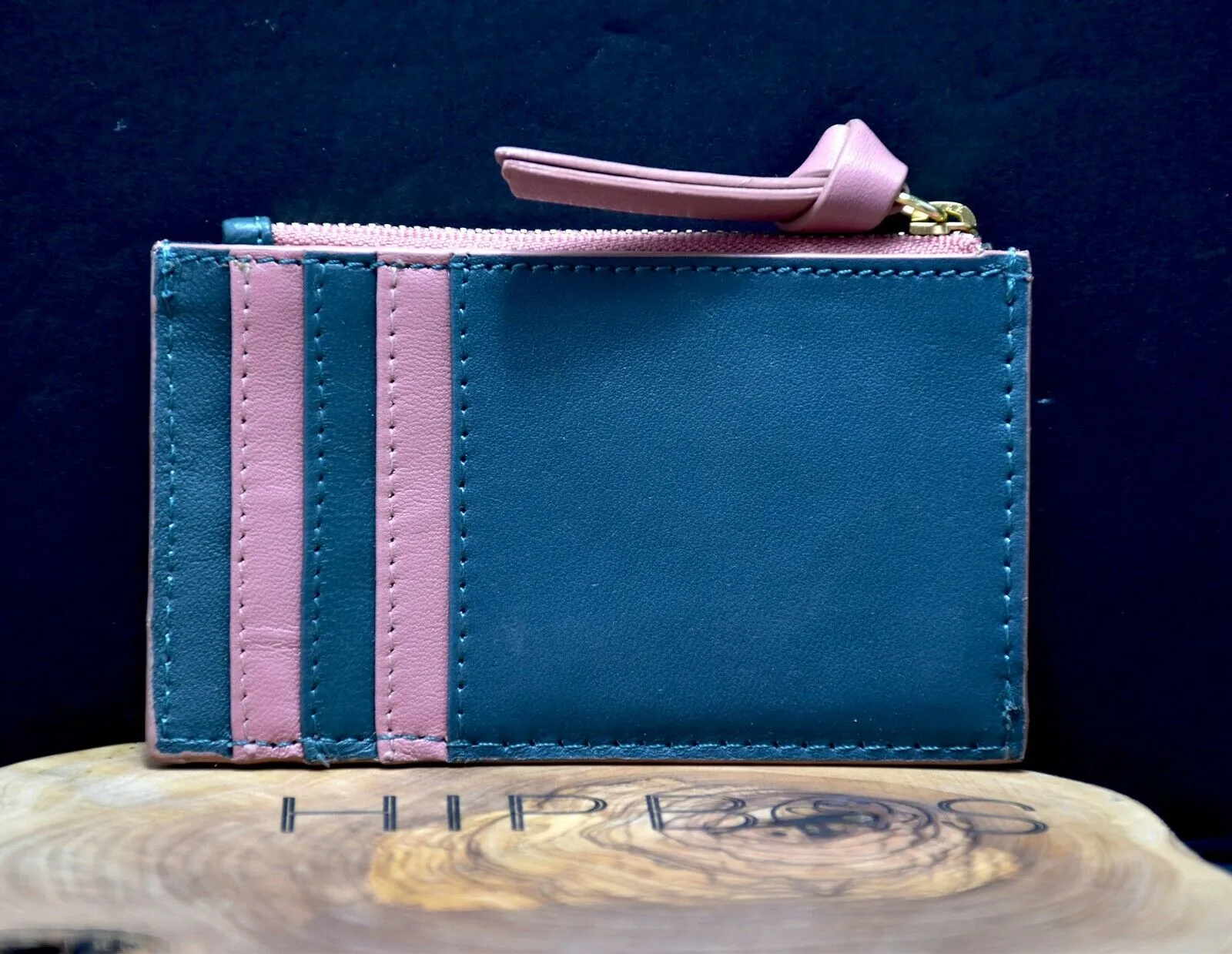 Boden Womens Soft Leather Card Wallet Holder Pouch Green Pink