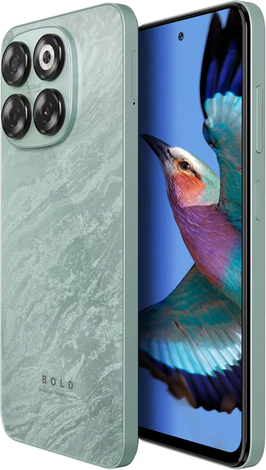 Bold K30 | 2025 | All-Day Battery | Unlocked | 6.7” HD  Infinity Dot Display | 256/6GB | Triple 108MP Camera | US Version | US Warranty | (Green)