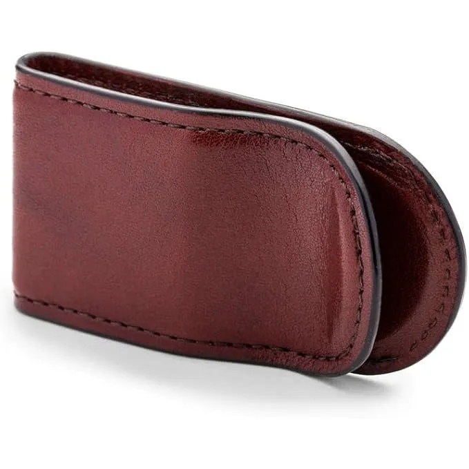 Bosca Leather Covered Money Clip Brown