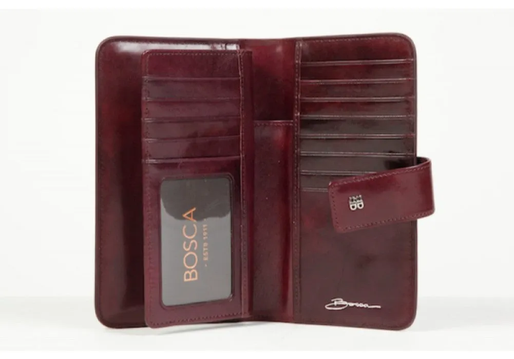 Bosca Women's Old Leather Checkbook Clutch Wallet